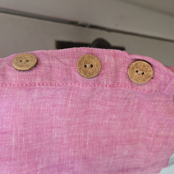 Cynthia Rowley 100% Linen Pink Button Sides Casual Top Medium Good Condition!! - Picture 4 of 6